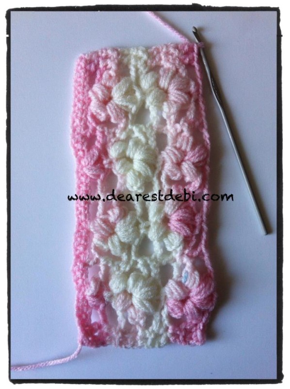 Crochet Puff Flower Stitch Scarf- English pattern by Dearest Debi