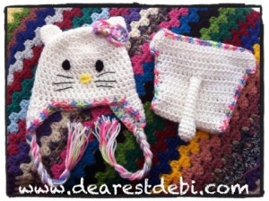 Crochet Newborn HelloKitty Hat & Diaper Cover - Dearest Debi Patterns