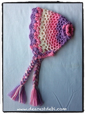 Crochet 3D Flower Bonnet Newborn - Dearest Debi Patterns