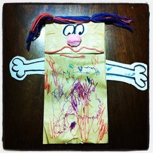 Paper Puppets with Yarn Scraps Kids Craft