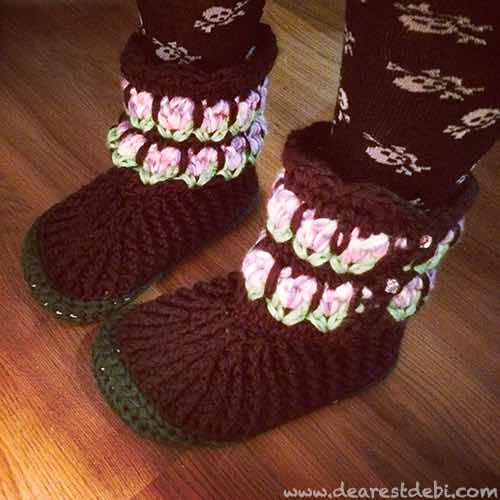 spole Fra Medfølelse Tunisian Crochet Roses Garden Boots - Dearest Debi Patterns