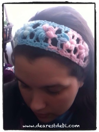 Crochet Puff Flower Stitch Headband - Dearest Debi Patterns