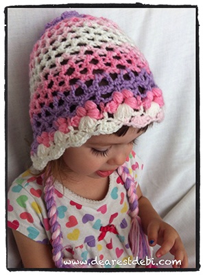 Crochet 3D Flower Bonnet Toddler - Dearest Debi Patterns