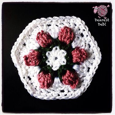 Crochet Flower Bud Granny Hexagon - Dearest Debi Patterns
